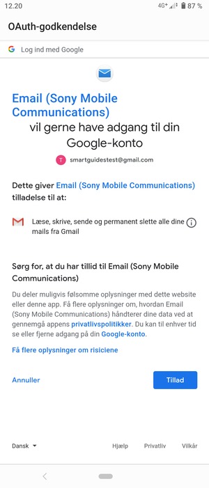 Vælg Tillad