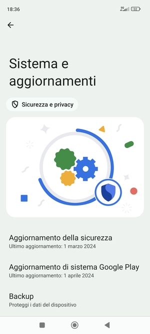 Seleziona Aggiornamento di sistema Google Play