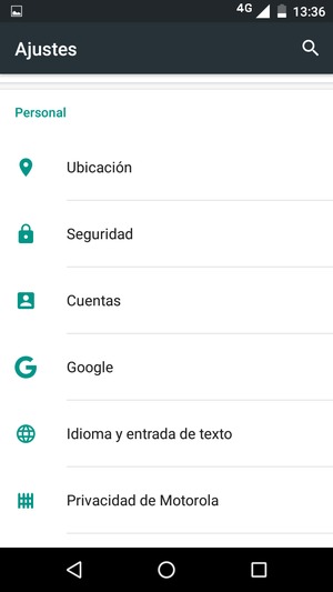 Desplácese y seleccione Seguridad