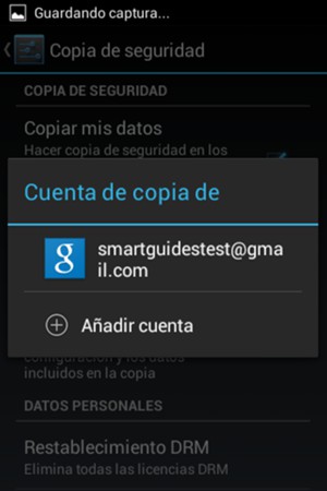Seleccione su cuenta de copia de seguridad