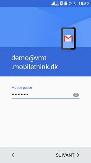 Saisissez votre mot de passe et sélectionnez SUIVANT