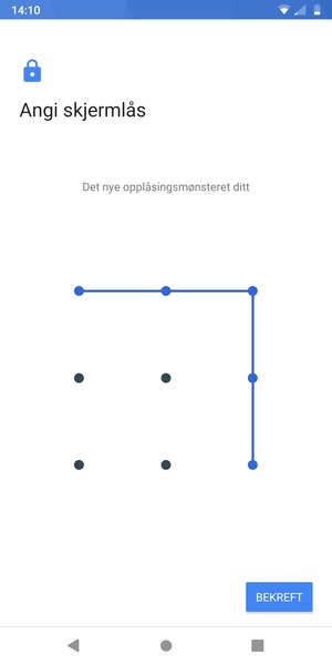 Tegn opplåsingsmønsteret igjen og velg BEKREFT