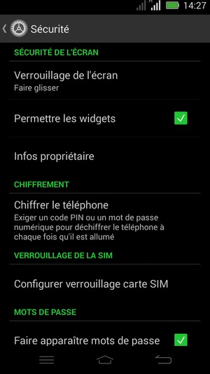 Sélectionnez Verrouillage de l'écran
