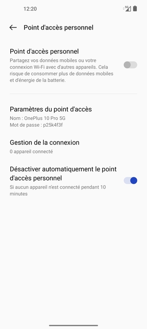 Sélectionnez Paramètres du point d'accès