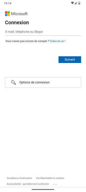 Saisissez votre adresse e-mail et sélectionnez Suivant