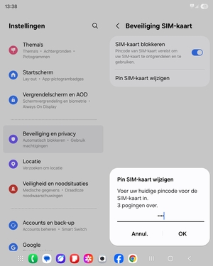 Voer uw huidige pincode voor de SIM-kaart in en selecteer OK