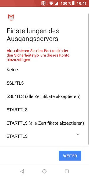 Wählen Sie Keine und WEITER