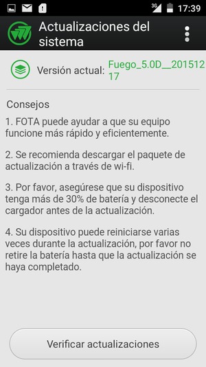 Seleccione Verificar actualizaciones