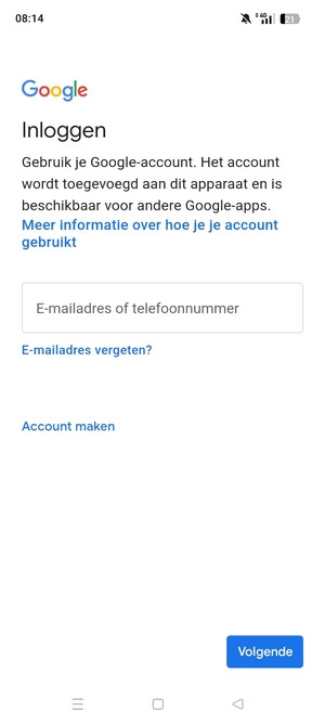 Voer uw Gmail adres in en selecteer Volgende