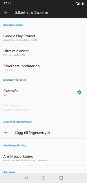 För att aktivera ditt skärmlås, gå till Säkerhet & låsskärm-menyn och välj Skärmlås