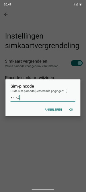 Voer Oude sim-pincode in en selecteer OK