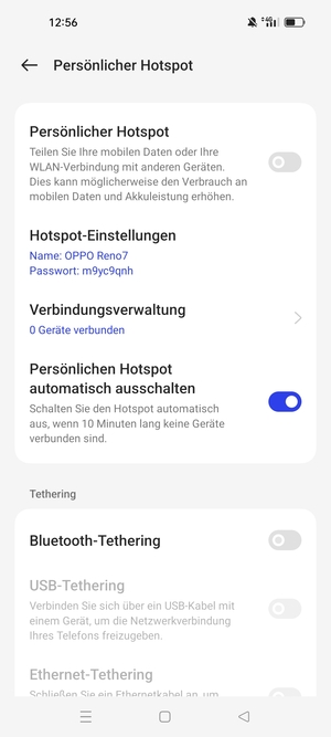 Schalten Sie Persönlicher Hotspot ein
