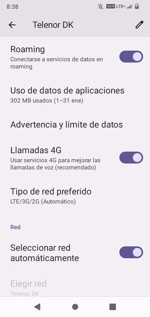 Activar o desactivar Roaming