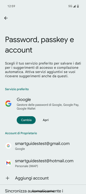 Seleziona il tuo account Google
