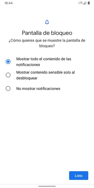 Seleccione la opción deseada y seleccione Listo