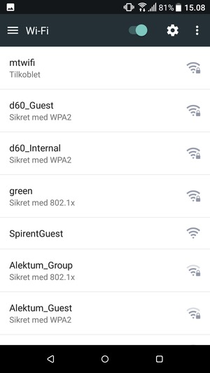 Du er nå koblet til Wi-Fi-nettverket