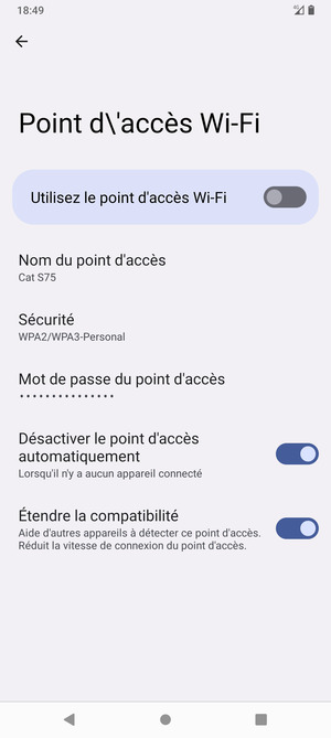 Sélectionnez Mot de passe du point d'accès