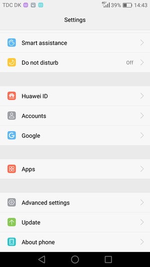 Scroll to and select Advanced settings