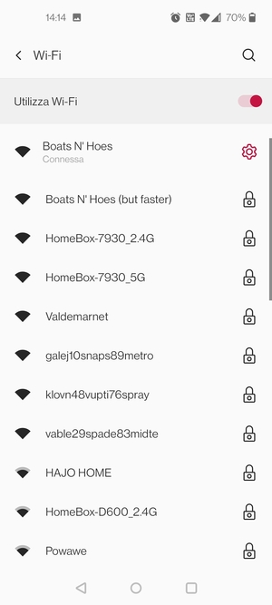 Ora sei connesso alla rete Wi-Fi