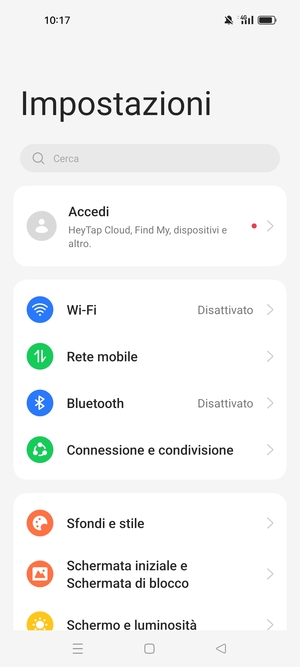 Seleziona Wi-Fi