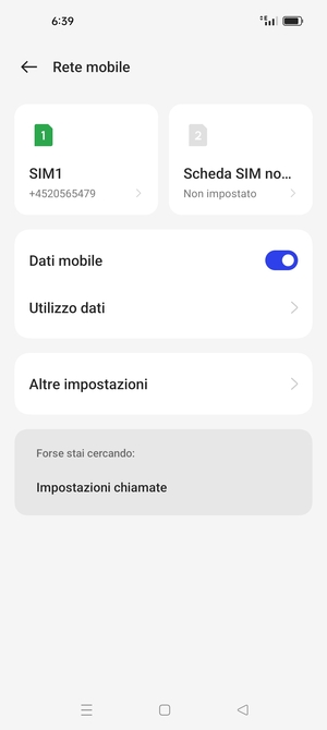 Seleziona SIM1 o SIM2