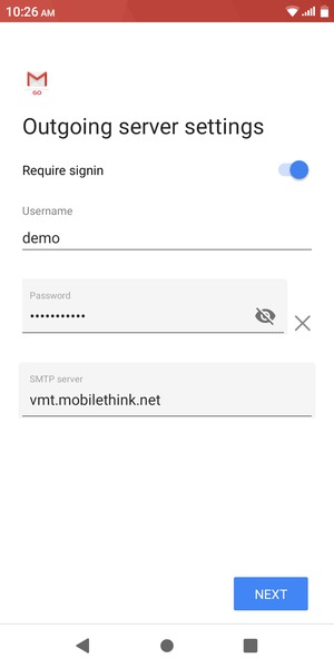 Enter Outgoing server address