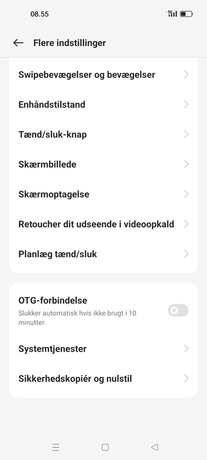 Scroll til og vælg Sikkerhedskopiér og nulstil