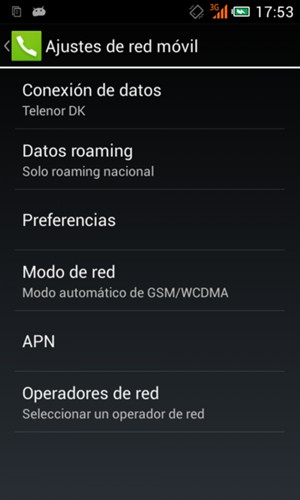 Seleccione Modo de red