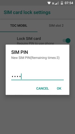 Enter your New SIM PIN and select OK