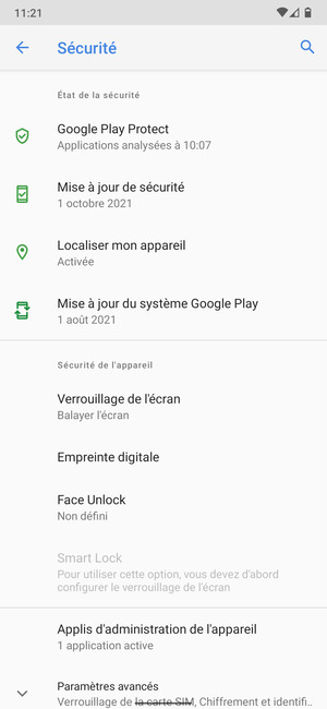 Sélectionnez Verrouillage de l'écran