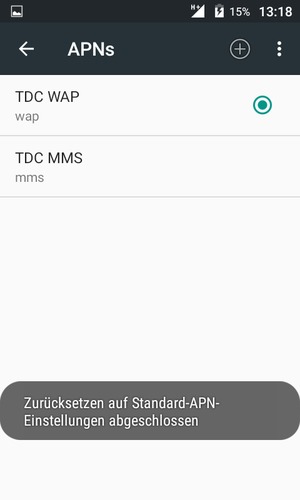 Ihr Handy wird auf Standard-Einstellungen für Internet und MMS zurückgestellt