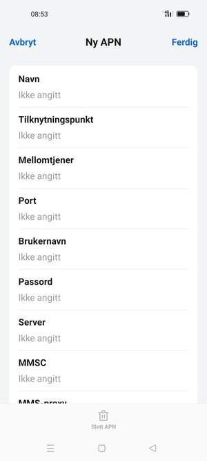 Skriv inn internett-informasjon