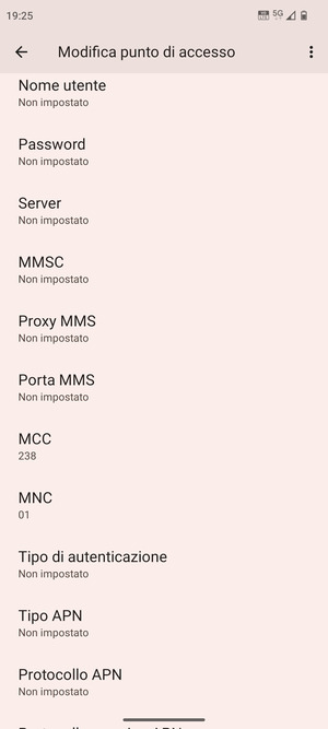 Scorri verso il basso e inserisci le informazioni di internet