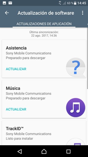 Seleccione ACTUALIZACIONES DEL SISTEMA