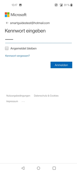 Geben Sie Ihre Passwort ein und wählen Sie Anmelden