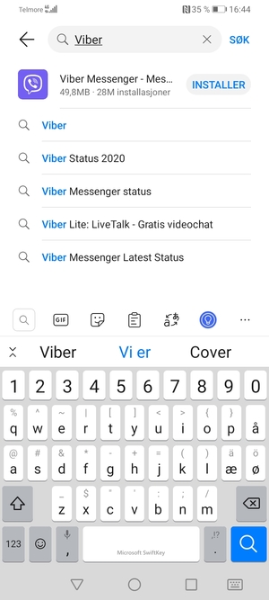 Skriv inn applikasjonsnavnet og velg Søk