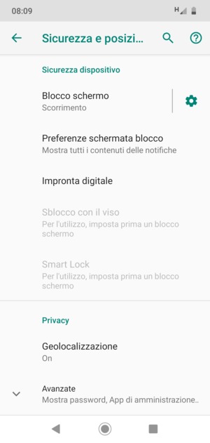 Scorri e seleziona Avanzate