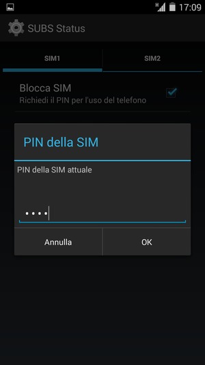 Inserisci PIN della SIM attuale e seleziona OK