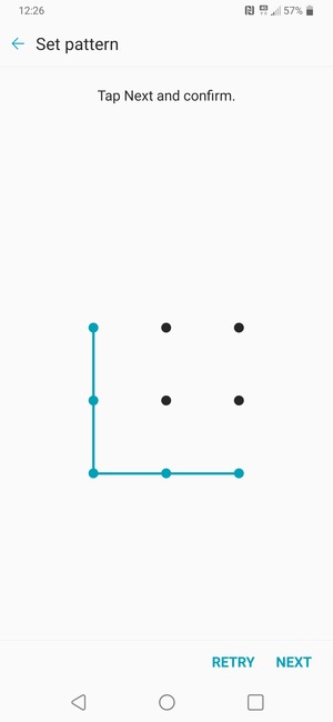 Draw an unlock pattern and select NEXT