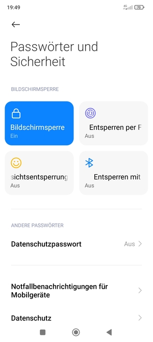 Ihr Handy ist jetzt mit einer Bildschirmsperre gesichert