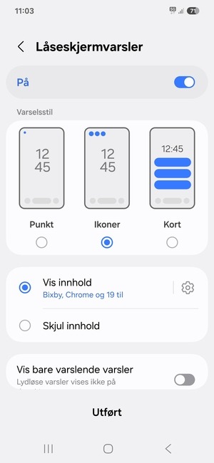Velg ønsket alternativ og velg Utført