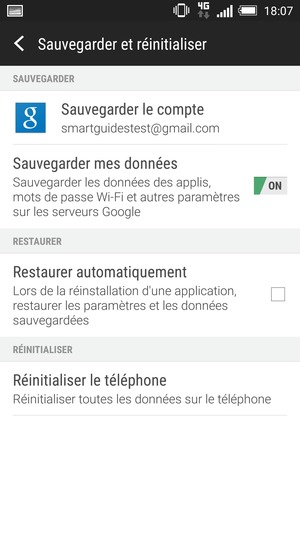 Sélectionnez Sauvegarder le compte