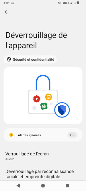 Sélectionnez Verrouillage de l'écran