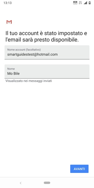 Scegli un nome per il tuo account e inserisci il tuo nome. Seleziona AVANTI