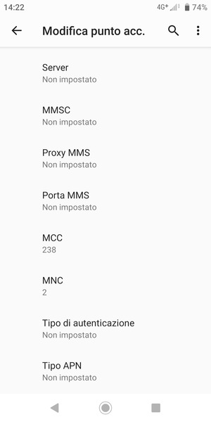 Scorri verso il basso e inserisci le informazioni degli MMS