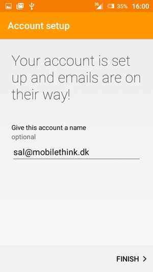 Give your account a name and select FINISH