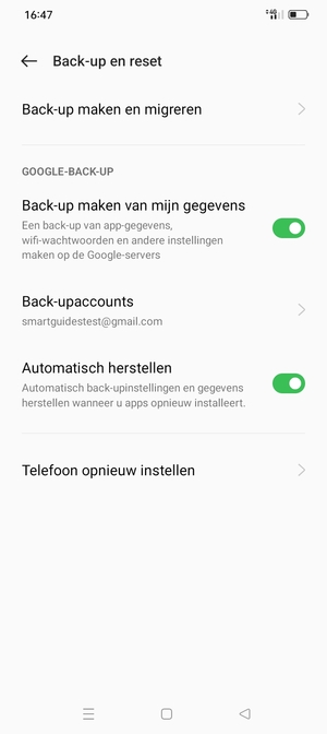 Selecteer Back-upaccounts