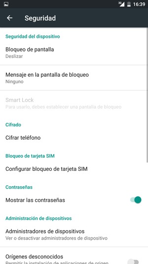 Seleccione Configurar bloqueo de tarjeta SIM