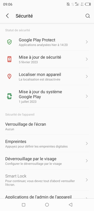 Sélectionnez Verrouillage de l'écran