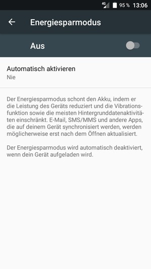 Schalten Sie Energiesparmodus ein